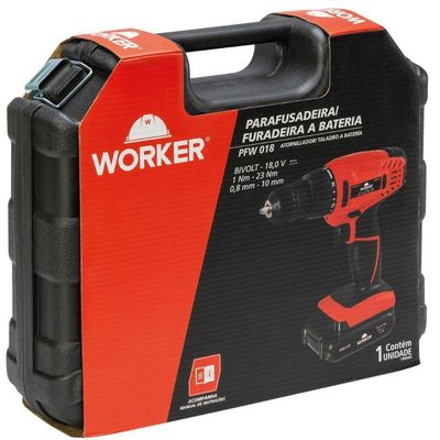 Furadeira Parafusadeira 18v Bateria Bivolt Worker