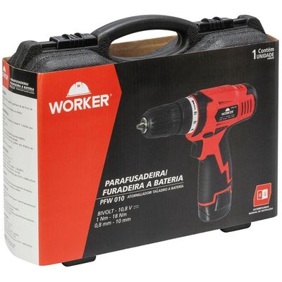 Furadeira Parafusadeira 10,8v Bateria Bivolt Worker