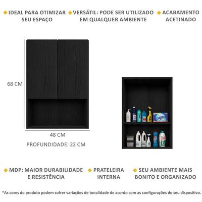 Armário De Banheiro/lavanderia 02 Portas Multimóveis Preto
