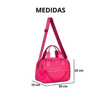 Bolsa Baú Rosa Feminina Rebecca Bonbon Transversal Corrente