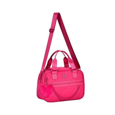 Bolsa Baú Rosa Feminina Rebecca Bonbon Transversal Corrente