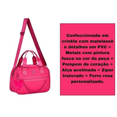 Bolsa Baú Rosa Feminina Rebecca Bonbon Transversal Corrente