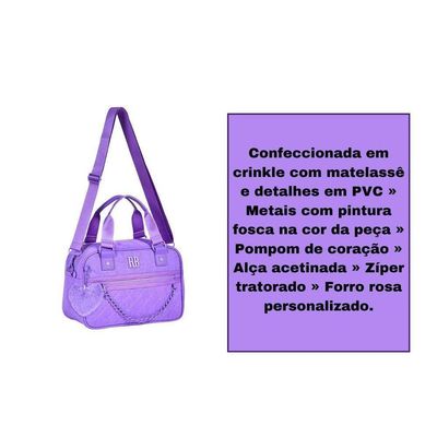 Bolsa Baú Lilás Feminina Rebecca Bonbon Transversal Corrente