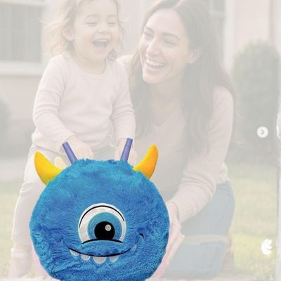 Bola De Pelúcia Inflável Infantil Azul Com Bomba De Encher Divertida Saltitante