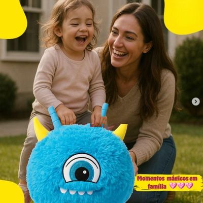 Bola De Pelúcia Inflável Infantil Azul Com Bomba De Encher Divertida Saltitante