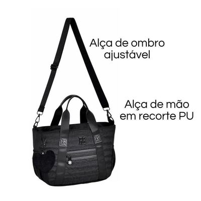 Bolsa Tiracolo Preta Feminina Transversal Mão Rebecca Bonbon