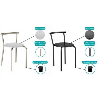 Banqueta De Cozinha 105 Kit 4 Uni Prata/courano Preto - Carraro