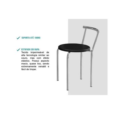 Banqueta Sala De Jantar 105 Kit 4 Uni Prata/courano Preto - Carraro
