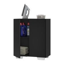 Armário Lavanderia Com 2 Portas Multimóveis Preto/branco