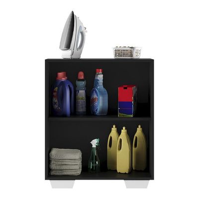 Armário Lavanderia Com 2 Portas Multimóveis Preto/branco