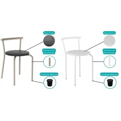 Banqueta De Cozinha 105 Kit 6 Uni Prata/courano Preto - Carraro