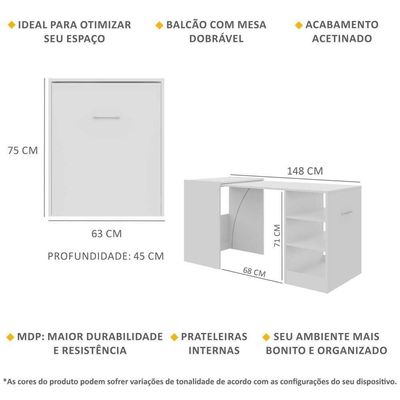 Armário Lavanderia/Mesa Dobrável Multimóveis Ibiza Branco