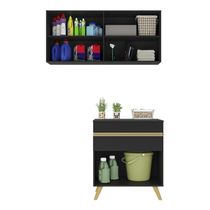 Conjunto Lavanderia Multiuso Armário E Balcão Multimóveis Preto