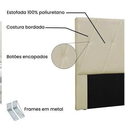Cabeceira Aquilla Para Cama Box King 195cm Corino - D'Rossi Bege