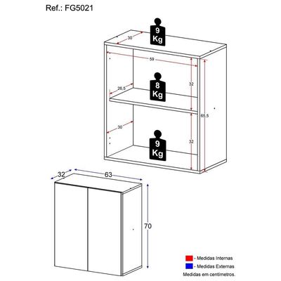 Armário Lavanderia Com 2 Portas Multimóveis Branco