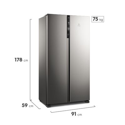 Geladeira Electrolux Frost Free Inverter 435L Efficient com AutoSense Side by Side cor Inox Look (IS4S) 127V