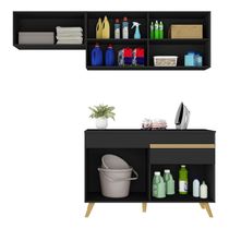 Conjunto Lavanderia Multiuso Armário E Balcão Multimóveis Preto