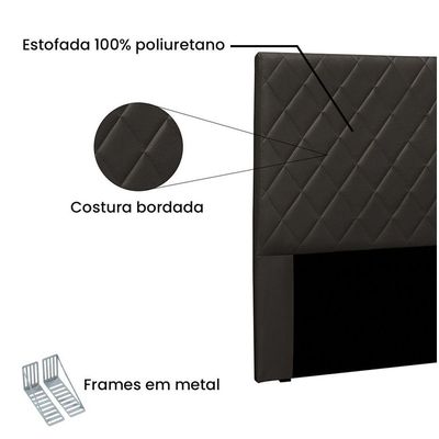Cabeceira Dubai Para Cama Box Solteiro 90cm Corino - D'Rossi Marrom
