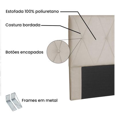 Cabeceira Aquilla Para Cama Box Queen 160cm Suede - D'Rossi Bege