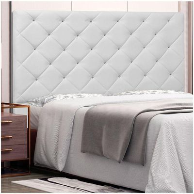 Cabeceira Tania Cama Box King 195 Cm Corino Branco