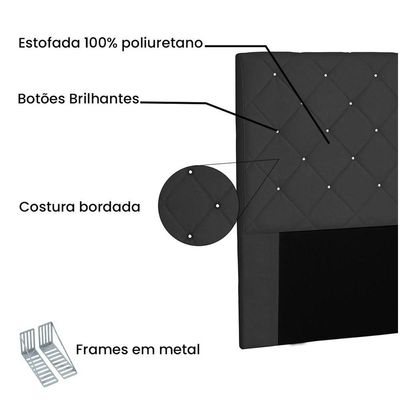 Cabeceira Tania Cama Box King 195 Cm Preto