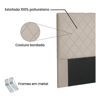 Cabeceira Dubai Para Cama Box Solteiro 90cm Suede - D'Rossi Bege