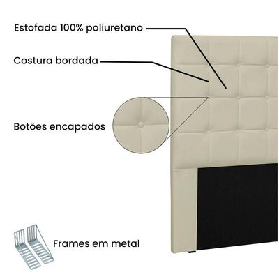 Cabeceira Verona Cama Box Solteiro 90Cm Corino Bege