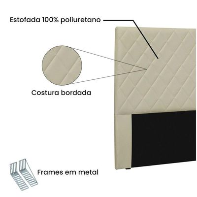 Cabeceira Dubai Para Cama Box King 195cm Corino Bege - D'Rossi