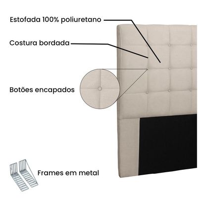 Cabeceira Verona Cama Box Solteiro 90Cm Bege