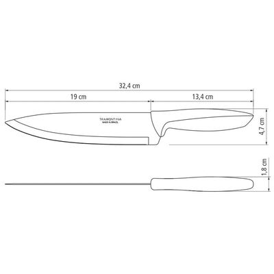 Faca 8" Chef Tramontina Plenus em Aço Inox - Off-White