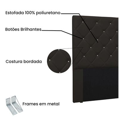 Cabeceira Tania Cama Box King 195 Cm Corino Marrom