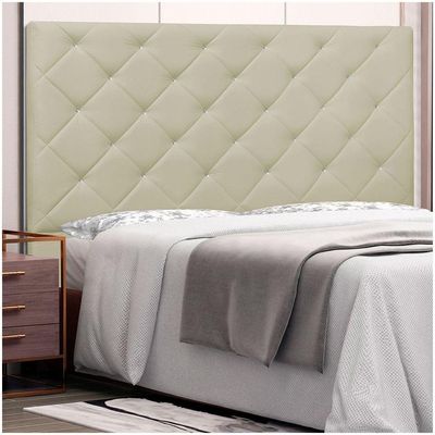 Cabeceira Tania Cama Box Solteiro 90Cm Corino Bege