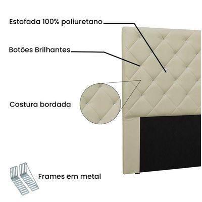 Cabeceira Tania Cama Box Solteiro 90Cm Corino Bege