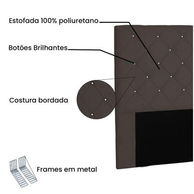 Cabeceira Tania Cama Box Solteiro 90Cm Suede Café