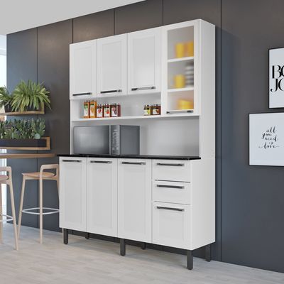 Cozinha Compacta Itatiaia Florença 140 em Aço 8 Portas 2 Gavetas Branco