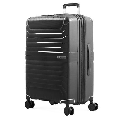 Mala Média 23 Kg Polipropileno 4 Rodas Swiss One Onix Preta M / Preto