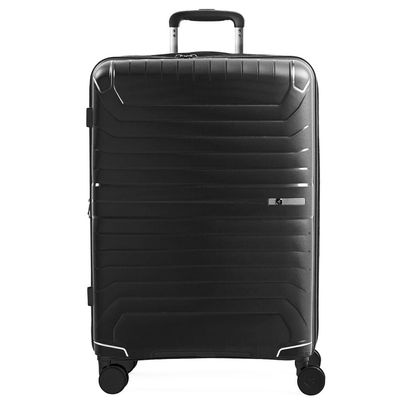 Mala Média 23 Kg Polipropileno 4 Rodas Swiss One Onix Preta M / Preto