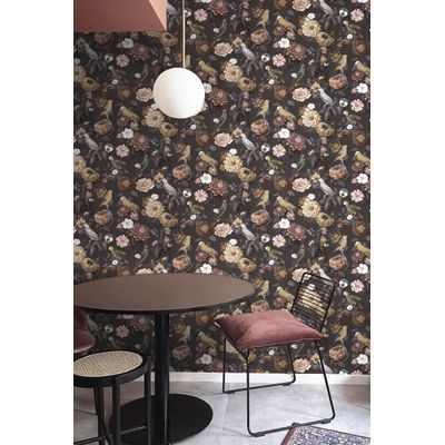 Papel de Parede Botany House Floral Cinza Escuro 15549