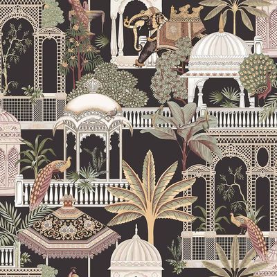 Papel de Parede Botany House Santuário Preto 15539
