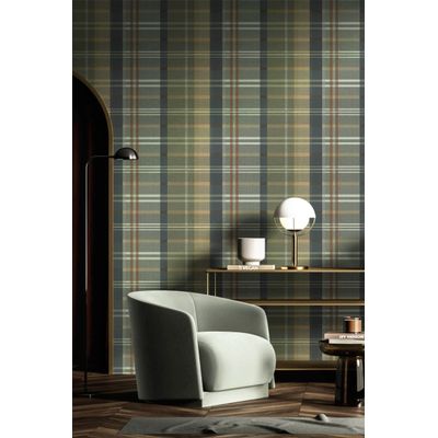 Papel de Parede Botany House Xadrez Verde 15565