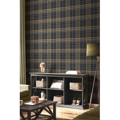 Papel de Parede Botany House Xadrez Azul 15579