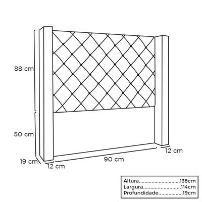 Cabeceira Vicenza Cama Box Solteiro 90Cm Corino Marrom