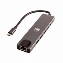 Adaptador Hub USB-C 6 em 1 com RJ45 Gigabit, HDMI 4K e PD 100W para Notebook - Hybrid - Gshield
