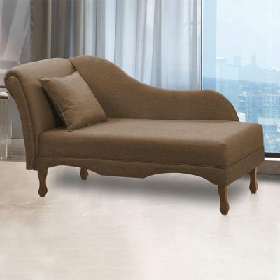 Divã Recamier Pés Retrô Medelin 150cm Linho Marrom Cacau E03 - D'rossi