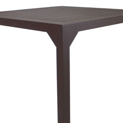 Mesa Quadrada Haiti 100cm Tampo Ripado Em Alumínio Trama Marrom