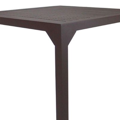 Mesa Quadrada Haiti 60cm Tampo Ripado Em Alumínio Trama Marrom