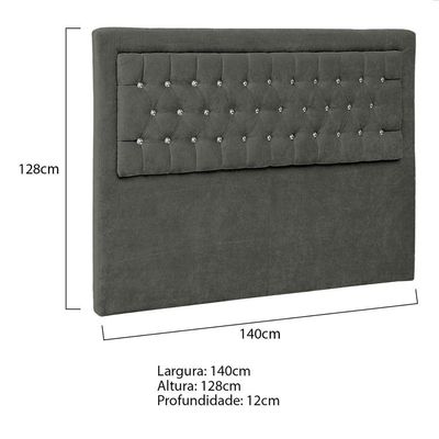 Cabeceira Casal Iasi P04 140 Cm Suede Cinza Escuro Tca 958