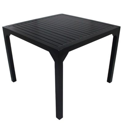 Mesa Quadrada Haiti 60cm Com Tampo Ripado Em Alumínio Trama Preto