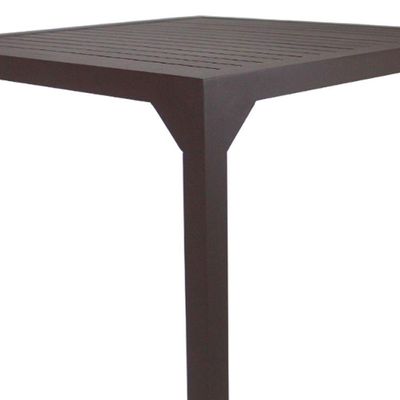 Mesa Quadrada Haiti 80cm Tampo Ripado Em Alumínio Trama Marrom