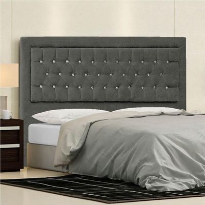 Cabeceira Casal Iasi P04 140 Cm Suede Cinza Escuro Tca 958